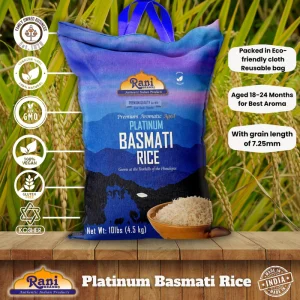 Rani Platinum White Basmati Rice Extra Long Aged 10-Pound Bag